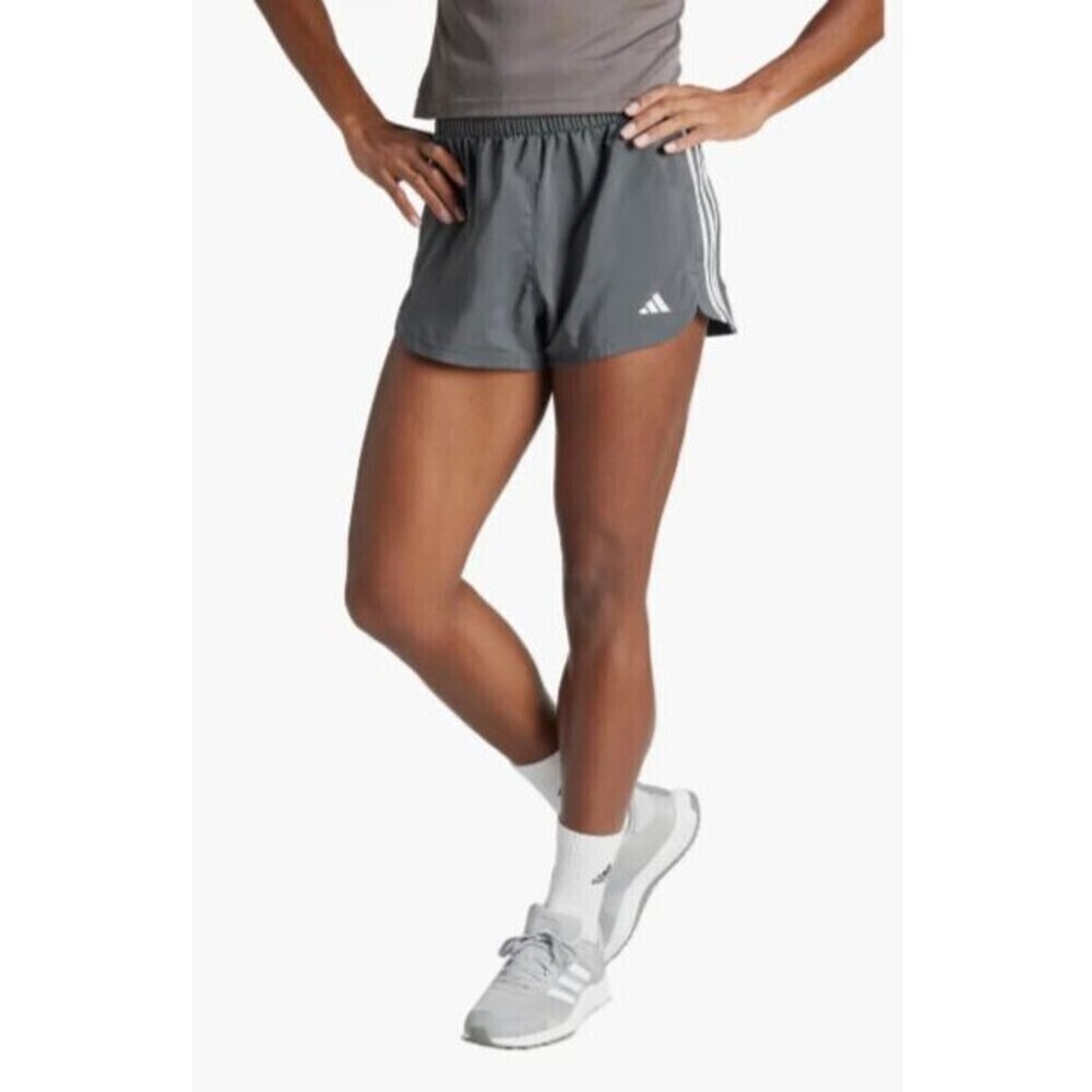 Adidas Womens Pacer 3 Stripes Knit High Waist Shorts Purple Size XL MSRP $30